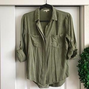 Olive green button up shirt